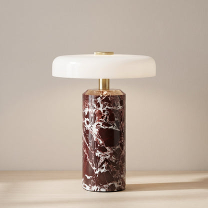 Kabellose Tischlampe aus Marmor und Glas