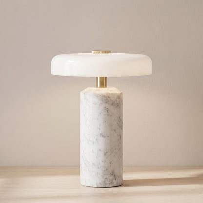 Kabellose Tischlampe aus Marmor und Glas